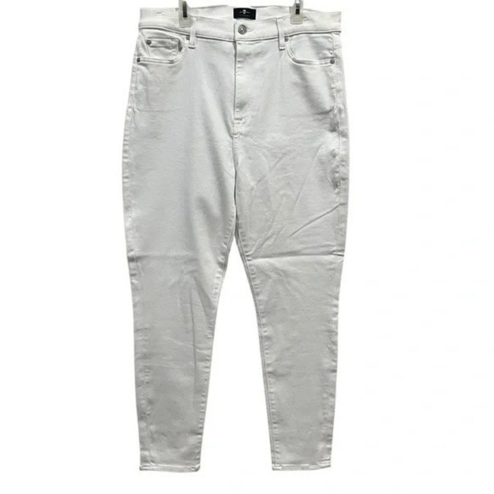 7 For All Mankind Womens White High Waist Ankle Skinny Jeans Size 32 NWOT